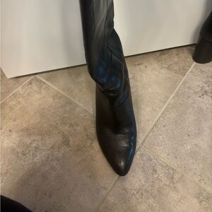 Black leather tall boots